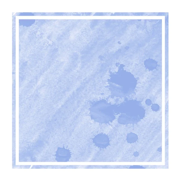 Bleu Aquarelle Dessinée Main Cadre Rectangulaire Texture Fond Avec Des — Photo