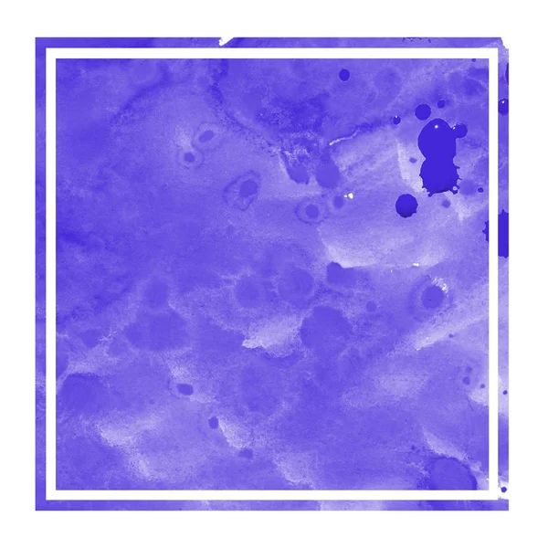 Violet Hand Drawn Watercolor Rectangular Frame Background Texture Stains Modern — Stock Photo, Image