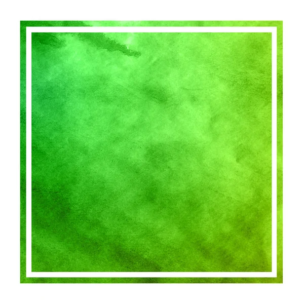 Verde Dibujado Mano Acuarela Marco Rectangular Textura Fondo Con Manchas —  Fotos de Stock