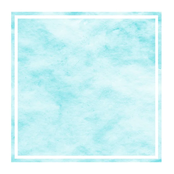 Light Blue Hand Drawn Watercolor Rectangular Frame Background Texture Stains — Stock Photo, Image