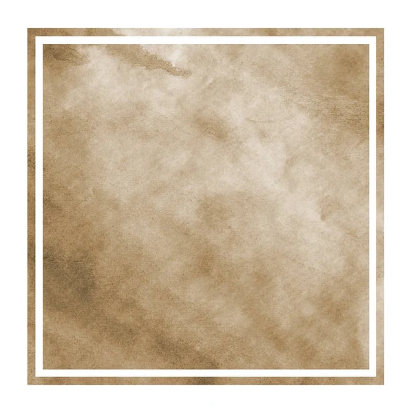 Brown Aquarelle Dessinée Main Cadre Rectangulaire Texture Fond Avec Des — Photo