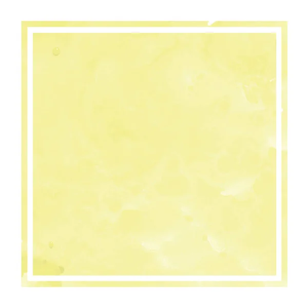 Gelbe Handgezeichnete Aquarell Rechteckigen Rahmen Hintergrundstruktur Mit Flecken Modernes Gestaltungselement — Stockfoto