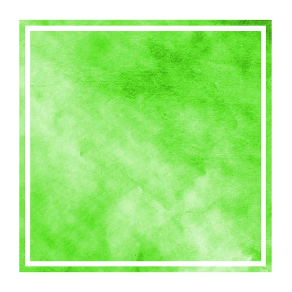Grüne Handgezeichnete Aquarell Rechteckigen Rahmen Hintergrund Textur Mit Flecken Modernes — Stockfoto
