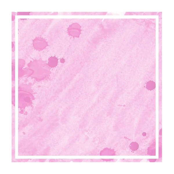 Розовый Ручной Рисунок Акварели Прямоугольная Рамка Текстуры Фона Пятнами Элемент — стоковое фото