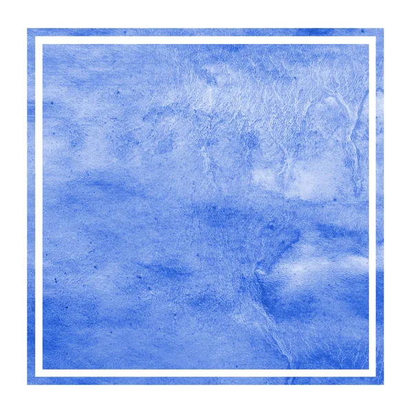 Blue Hand Drawn Watercolor Rectangular Frame Background Texture Stains Modern — Stock Photo, Image