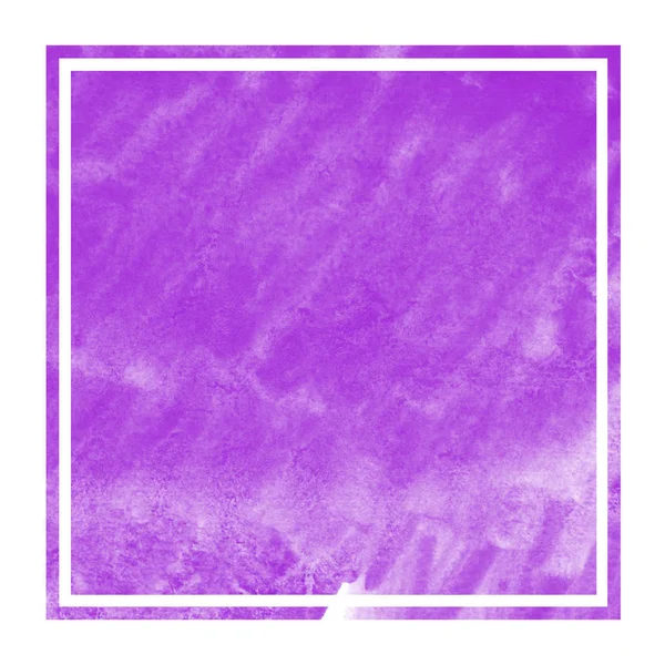 Púrpura Mano Dibujada Acuarela Marco Rectangular Textura Fondo Con Manchas — Foto de Stock