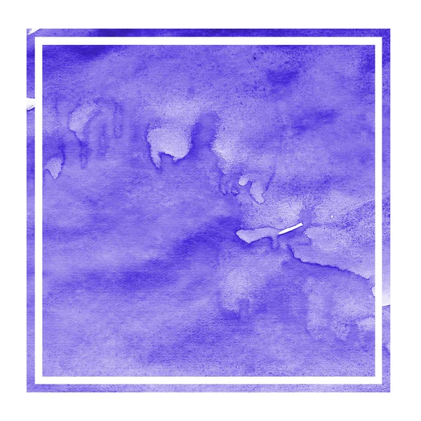 Viola Mano Disegnato Acquerello Cornice Rettangolare Sfondo Texture Con Macchie — Foto Stock
