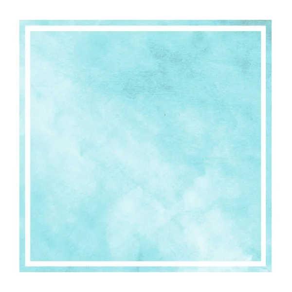 Light Blue Hand Drawn Watercolor Rectangular Frame Background Texture Stains — Stock Photo, Image