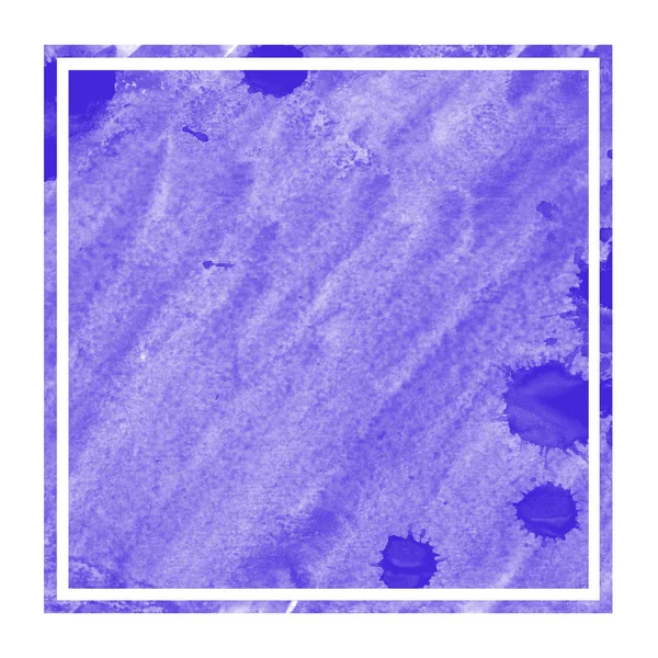 Violeta Mão Desenhada Aquarela Moldura Retangular Textura Fundo Com Manchas — Fotografia de Stock