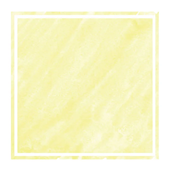 Jaune Aquarelle Dessinée Main Cadre Rectangulaire Texture Fond Avec Des — Photo