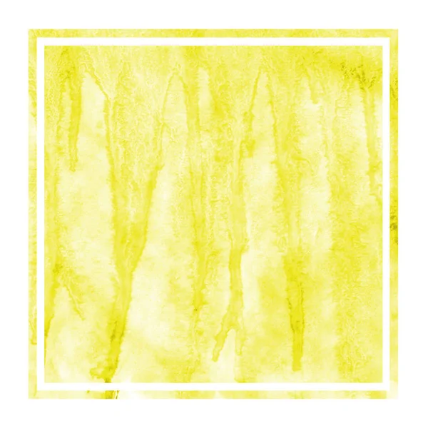 Sárga Kézzel Rajzolt Akvarell Téglalap Alakú Keret Háttér Textúra Foltok — Stock Fotó