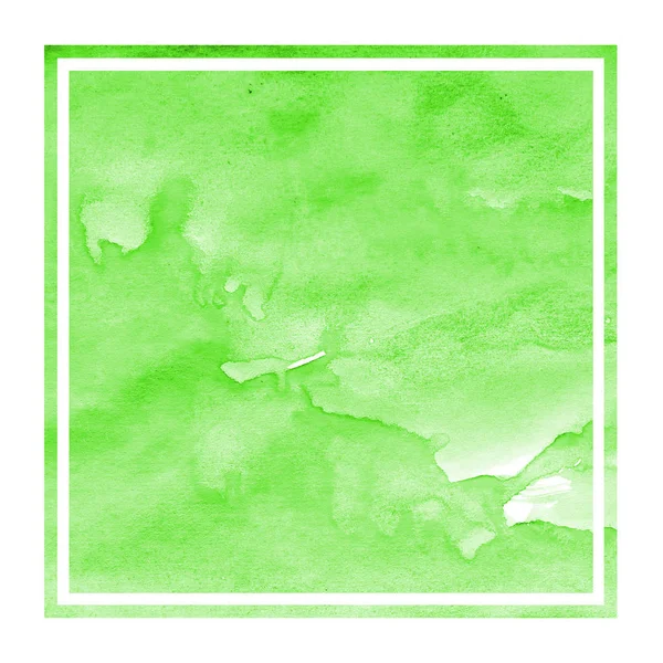 Πράσινο Χέρι Υφή Φόντου Ακουαρέλα Ορθογώνιο Πλαίσιο Τους Λεκέδες Στοιχείο — Φωτογραφία Αρχείου