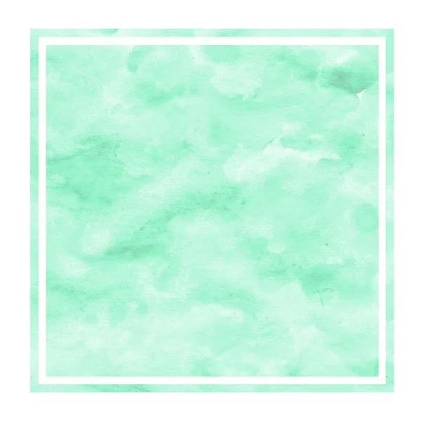 Turquoise Hand Drawn Watercolor Rectangular Frame Background Texture Stains Modern — Stock Photo, Image