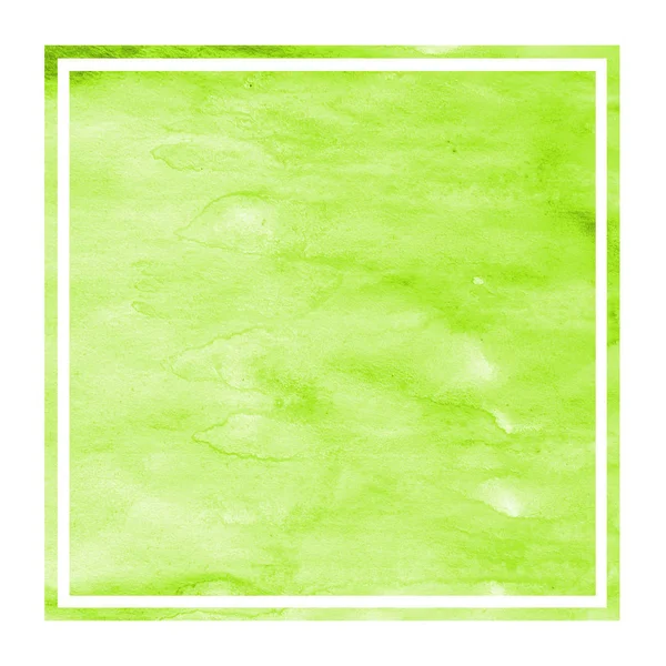 Light Green Hand Drawn Watercolor Rectangular Frame Background Texture Stains — Stock Photo, Image