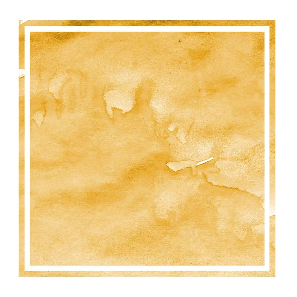 Luz Laranja Mão Desenhada Aquarela Moldura Retangular Textura Fundo Com — Fotografia de Stock