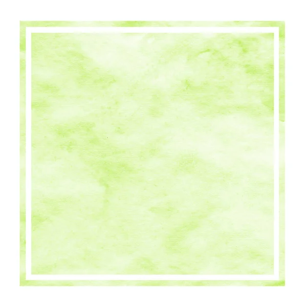 Ljus Grön Handritade Vattenfärg Rektangulär Ram Bakgrundsstruktur Med Fläckar Moderna — Stockfoto
