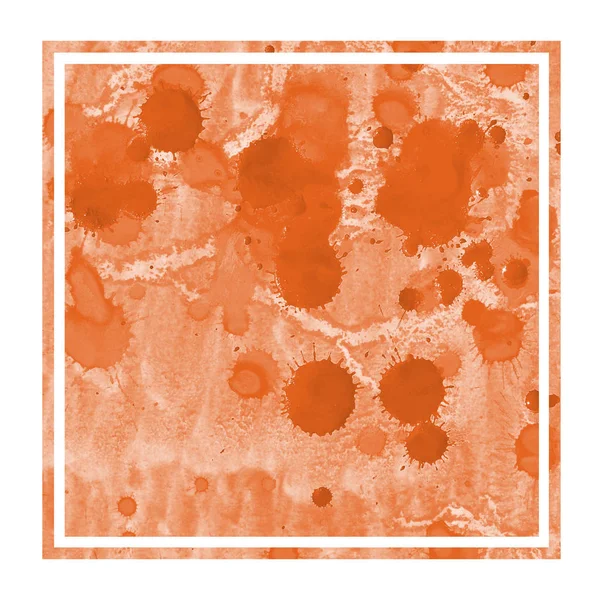 Laranja Mão Desenhada Aquarela Retangular Moldura Textura Fundo Com Manchas — Fotografia de Stock