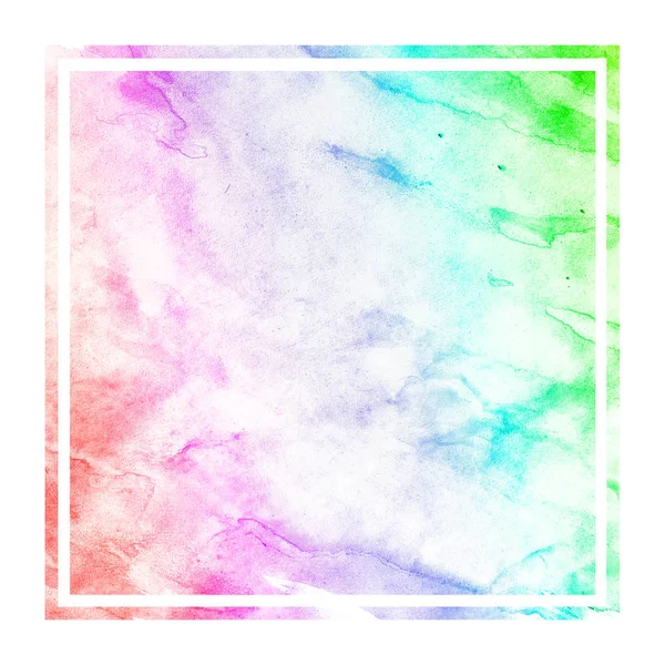 Разноцветный Ручной Рисунок Акварели Прямоугольная Рамка Текстуры Фона Пятнами Элемент — стоковое фото