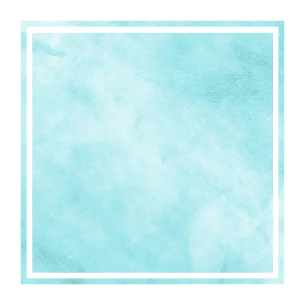 Light Blue Hand Drawn Watercolor Rectangular Frame Background Texture Stains — Stock Photo, Image