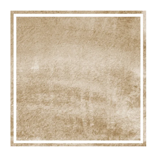 茶色の手描き水彩の長方形フレーム背景テクスチャの汚れに モダンなデザイン要素 — ストック写真