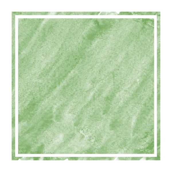 Dark green hand drawn watercolor rectangular frame background texture with stains. Modern design element