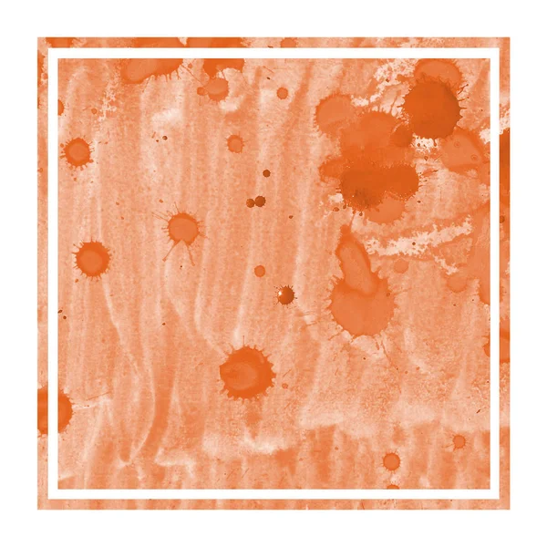 Pomarańczowy Ręcznie Rysowane Tekstury Tła Akwarela Prostokątnej Ramce Plamy Element — Zdjęcie stockowe
