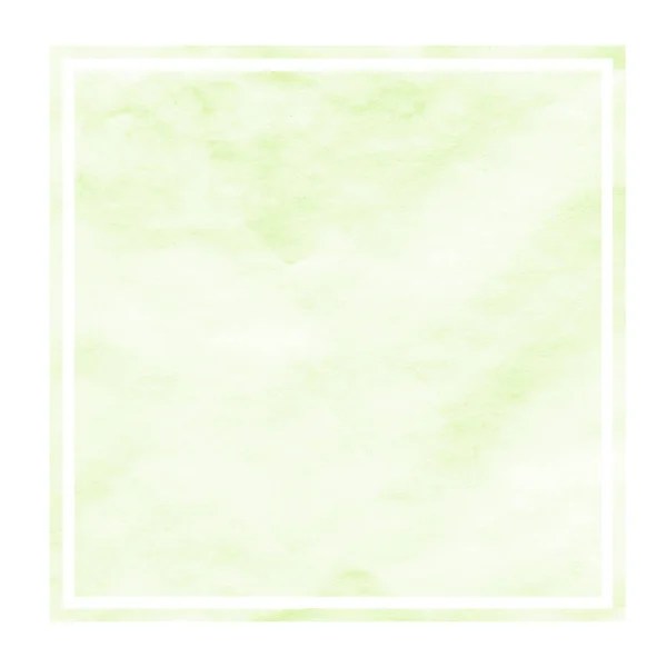 光の緑の手描き水彩の長方形フレーム背景テクスチャの汚れに モダンなデザイン要素 — ストック写真