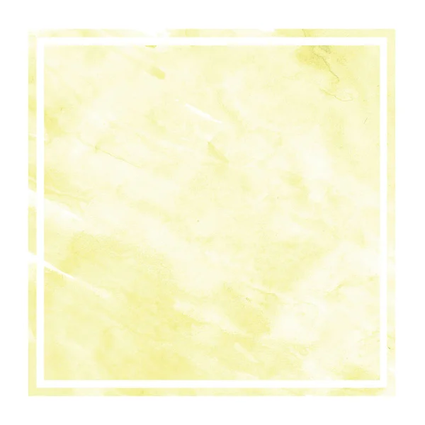 Jaune Aquarelle Dessinée Main Cadre Rectangulaire Texture Fond Avec Des — Photo