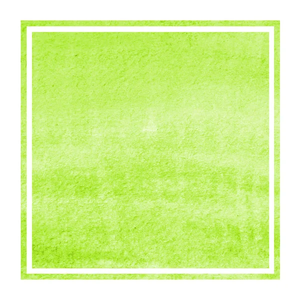 Hellgrüne Handgezeichnete Aquarell Rechteckige Rahmenhintergrundstruktur Mit Flecken Modernes Gestaltungselement — Stockfoto