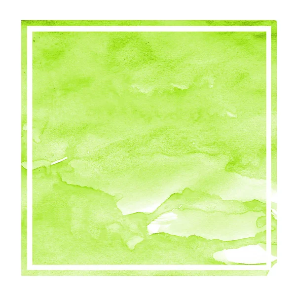 Światło Zielone Ręcznie Rysowane Tekstury Tła Akwarela Prostokątnej Ramce Plamy — Zdjęcie stockowe