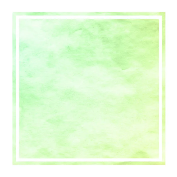 Vert Aquarelle Dessinée Main Cadre Rectangulaire Texture Fond Avec Des — Photo