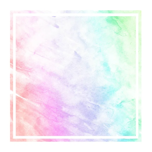 Multicolored Hand Drawn Watercolor Rectangular Frame Background Texture Stains Modern — Stock Photo, Image