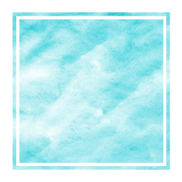 Light Blue Hand Drawn Watercolor Rectangular Frame Background Texture Stains — Stock Photo, Image