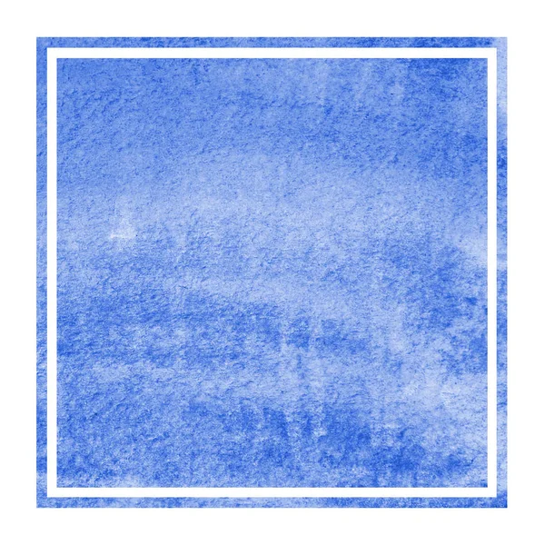 Niebieski Ręcznie Rysowane Tekstury Tła Akwarela Prostokątnej Ramce Plamy Element — Zdjęcie stockowe