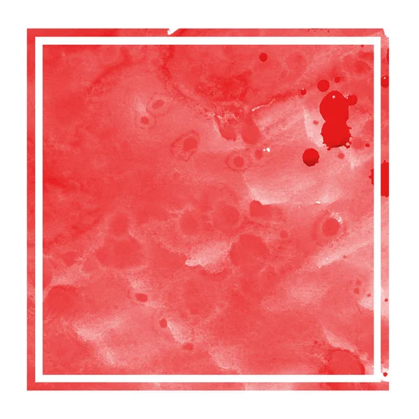 Rouge Aquarelle Dessinée Main Cadre Rectangulaire Texture Fond Avec Des — Photo