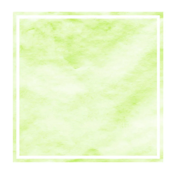 Verde Claro Dibujado Mano Acuarela Marco Rectangular Textura Fondo Con —  Fotos de Stock