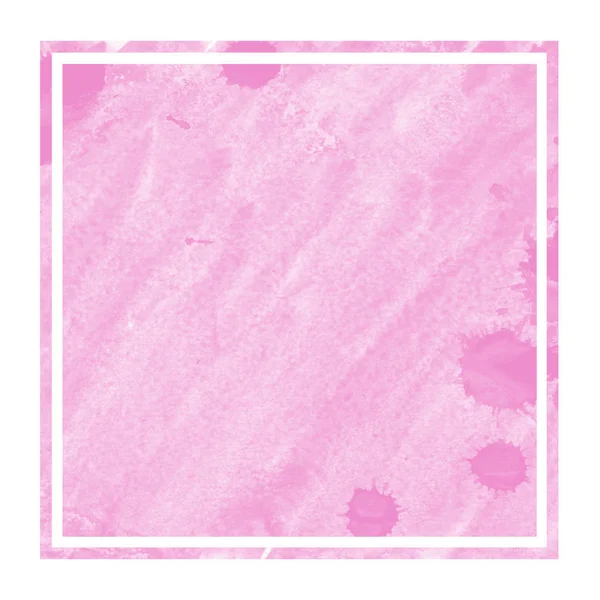 Розовый Ручной Рисунок Акварели Прямоугольная Рамка Текстуры Фона Пятнами Элемент — стоковое фото