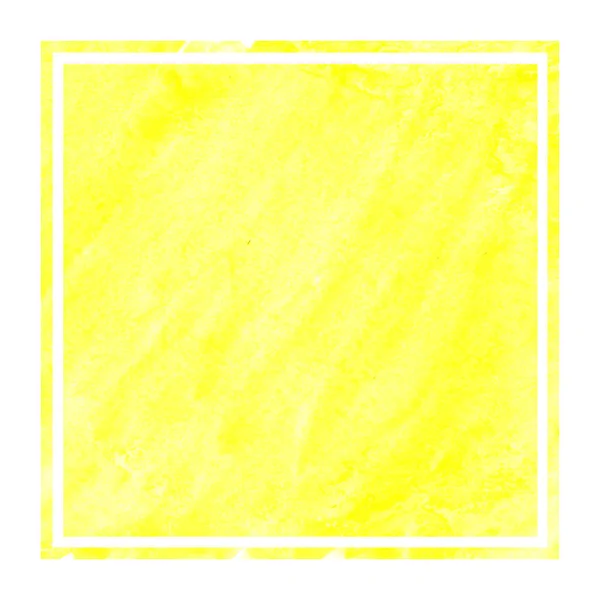 Caliente Amarillo Dibujado Mano Acuarela Rectangular Marco Fondo Textura Con —  Fotos de Stock