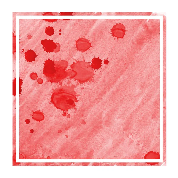 赤の手描き水彩の長方形フレーム背景テクスチャの汚れに モダンなデザイン要素 — ストック写真