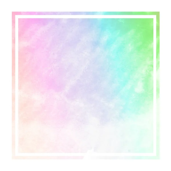 Разноцветный Ручной Рисунок Акварели Прямоугольная Рамка Текстуры Фона Пятнами Элемент — стоковое фото
