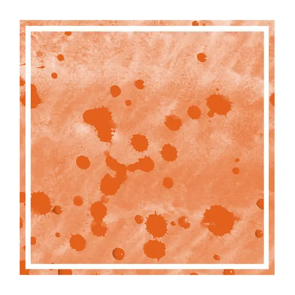 Orange Handritade Vattenfärg Rektangulär Ram Bakgrundsstruktur Med Fläckar Moderna Designelement — Stockfoto