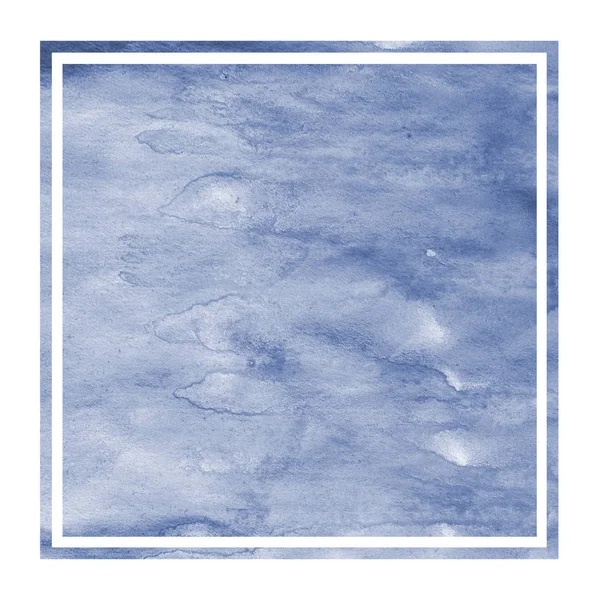 Dark Blue Hand Drawn Watercolor Rectangular Frame Background Texture Stains — Stock Photo, Image