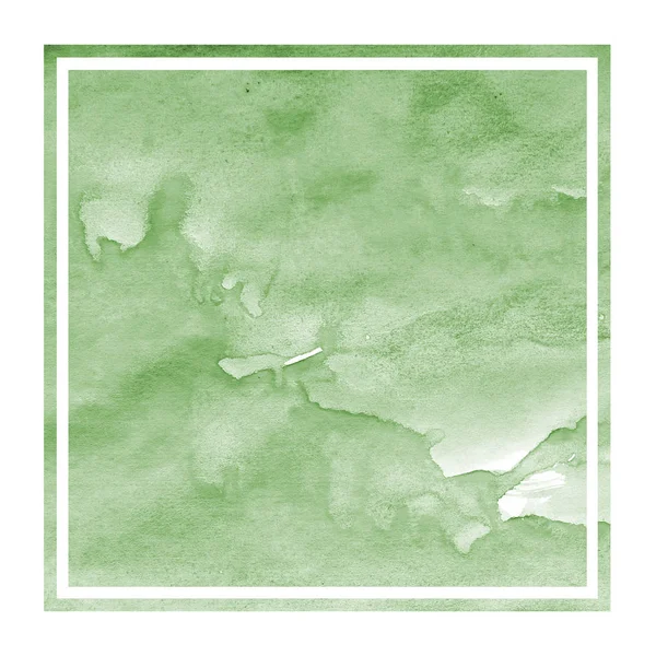 Mão Verde Escuro Desenhado Aquarela Moldura Retangular Textura Fundo Com — Fotografia de Stock