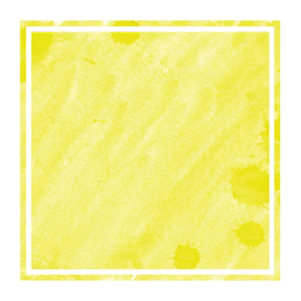 Jaune Aquarelle Dessinée Main Cadre Rectangulaire Texture Fond Avec Des — Photo