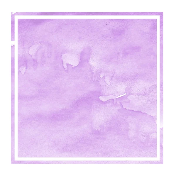 Púrpura Mano Dibujada Acuarela Marco Rectangular Textura Fondo Con Manchas — Foto de Stock