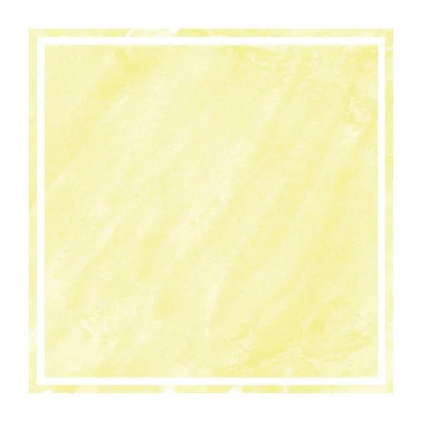 黄色の手描き水彩の長方形フレーム背景テクスチャの汚れに モダンなデザイン要素 — ストック写真