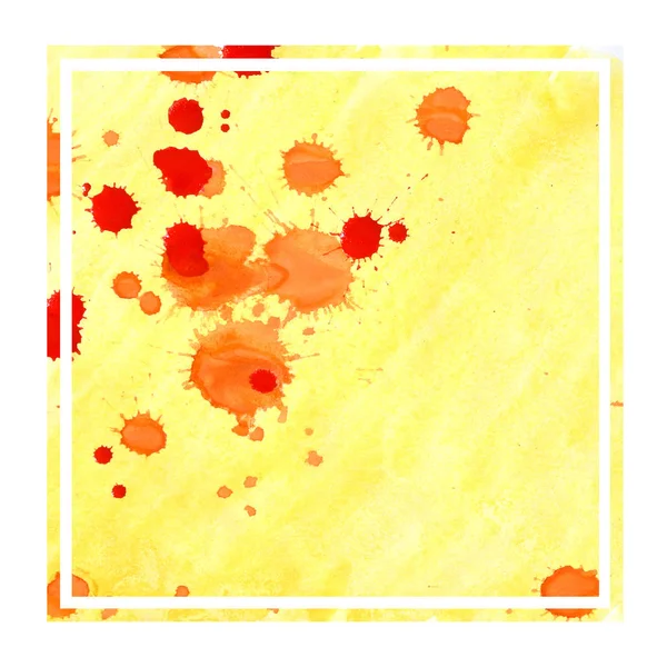 Warm Yellow Hand Drawn Watercolor Rectangular Frame Background Texture Stains — Stock Photo, Image