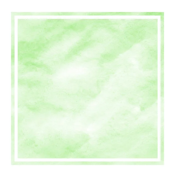 Grøn Håndtegnet Akvarel Rektangulær Ramme Baggrund Tekstur Med Pletter Moderne - Stock-foto