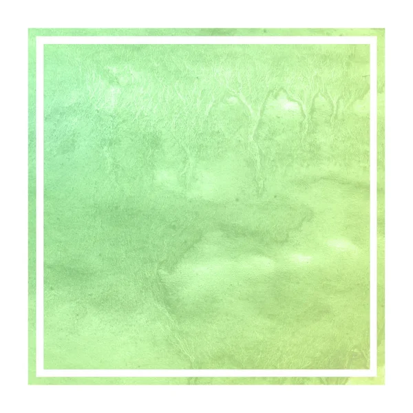 Verde Disegnato Mano Acquerello Cornice Rettangolare Sfondo Texture Con Macchie — Foto Stock