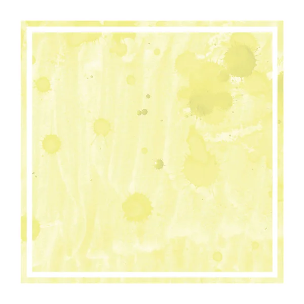 Jaune Aquarelle Dessinée Main Cadre Rectangulaire Texture Fond Avec Des — Photo